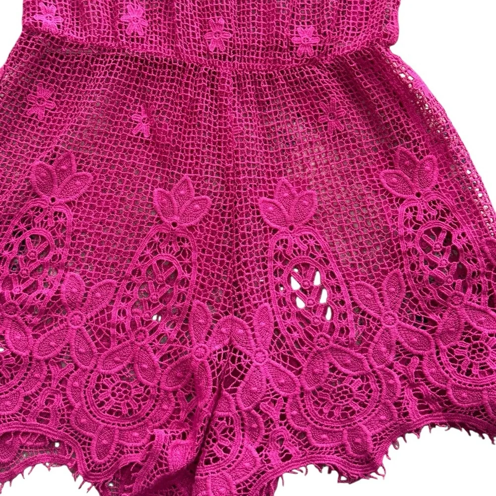 MIGUELINA***Pink Guipure Lace Romper Coverup***Small $589 - Picture 4 of 5